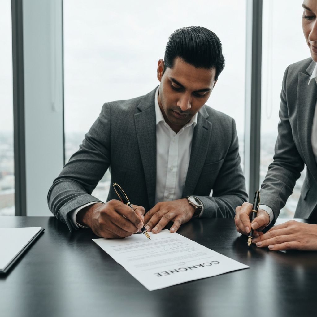 Contrato sendo assinado